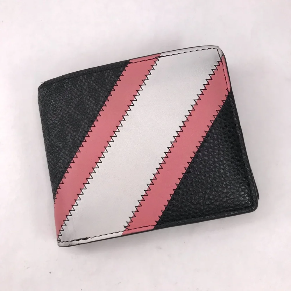 Michael Kors Men’s Cooper Billfold Coin Pocket Bifold Pink Stripe Wallet